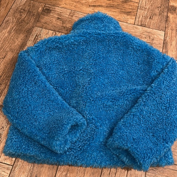 Zara Faux Shearling Teddy Jacket blue medium - Picture 5 of 5